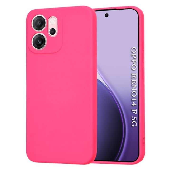Husa Upzz® SoftFlex Pentru Oppo Reno14 F / Reno14 FS 5G, Silicon Soft, Protectie La Camera, Alcantara La Interior, Hot Pink