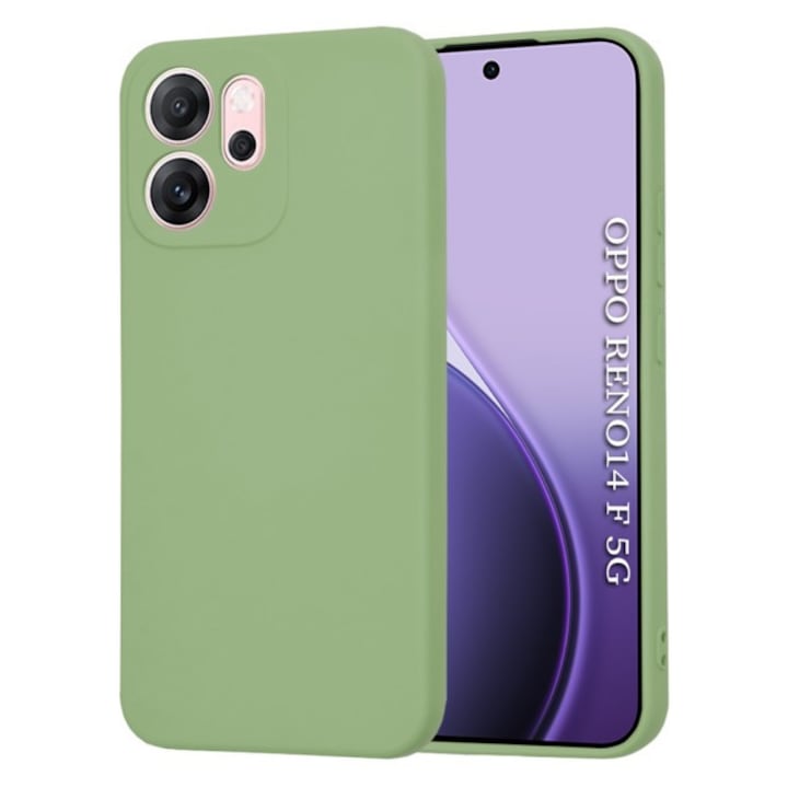 Husa Upzz® SoftFlex Pentru Oppo Reno14 F / Reno14 FS 5G, Silicon Soft, Protectie La Camera, Alcantara La Interior, Mint Green