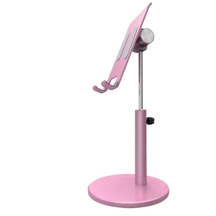 Suport de Telefon din Aliaj de Aluminiu pentru Birou - Universal pentru Telefon/Tableta, Reglabil in Inaltime si Unghi