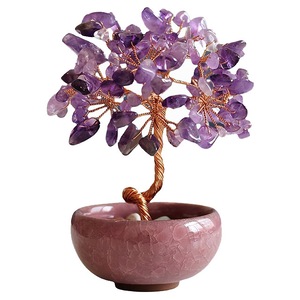 Bonsai cu cristale naturale Ametist, supranumit "copacul banilor" -  Copacelul cu inaltimea de 25 cm reprezinta cadoul perfect pentru  prosperitate, succes, Feng Shui - eMAG.ro