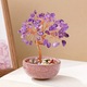 Bonsai természetes ametisztkristályokkal, „Pénzfa” elnevezéssel, hagyományos Feng Shui szimbólum, lila