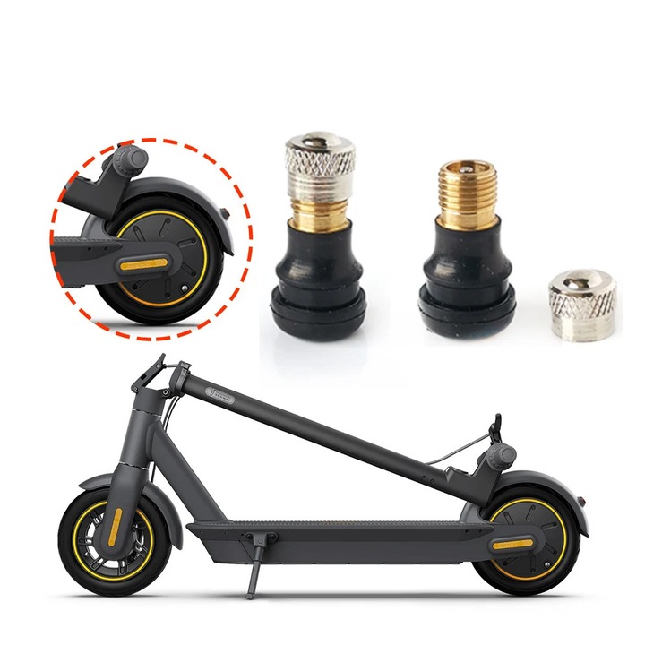 Set 2 x Valva Tubeless INOPARTS pentru Trotineta Electrica, Negru, 2 cm