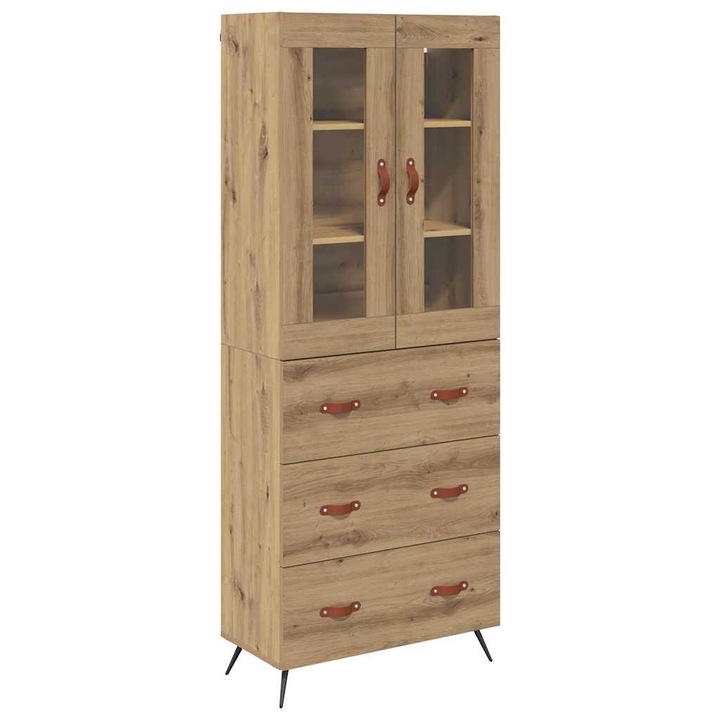 Cabinet Highboard 2 pcs vidaXL, Stejar Artizanal Lemn compozit