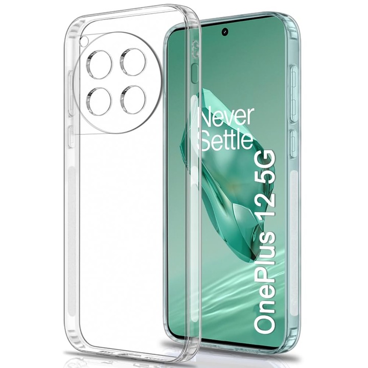 Husa de Silicon compatibila cu OnePlus 12, Anti Dust, Protectie Margini, Camera, Protectie Mufa Incarcare, Plug Mobile Cover, Slim Fit, Transparenta