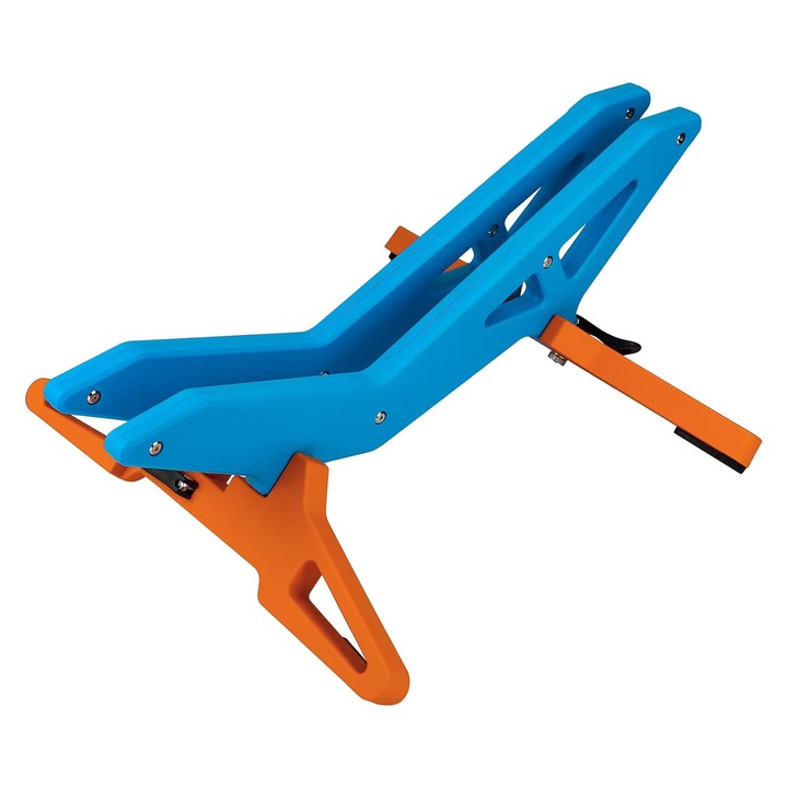 Kerékpár tároló állvány, AFKSMILE, Univerzális, Stabil és csúszásmentes talp, Állvány típusú, Rögzítő tartozékokkal, Gumiabroncs állítás 2.6-8cm, Hegyi és országúti kerékpárokhoz, Műanyag, 42*21cm, Kék-narancs