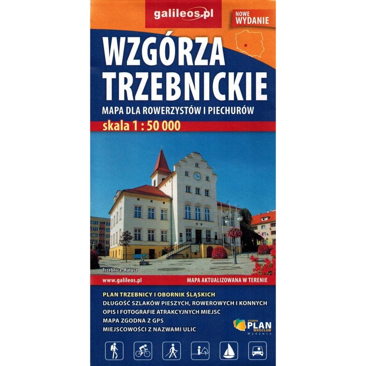 Wzgórza Trzebnickie 1:50 000. Oborniki Śląskie, Trzebnica, Prusice. Mapa turystyczna dla rowerzystów i piechurów. Galileos