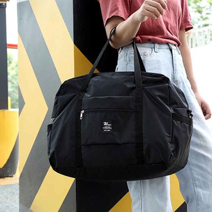 Пътна чанта, Bedee®, Чанта за пътуване със самолет, Прикрепяща се към количка, Водоустойчива, 10 кг, Регулируема дръжка и презрамка, Черна, 41*30*17см