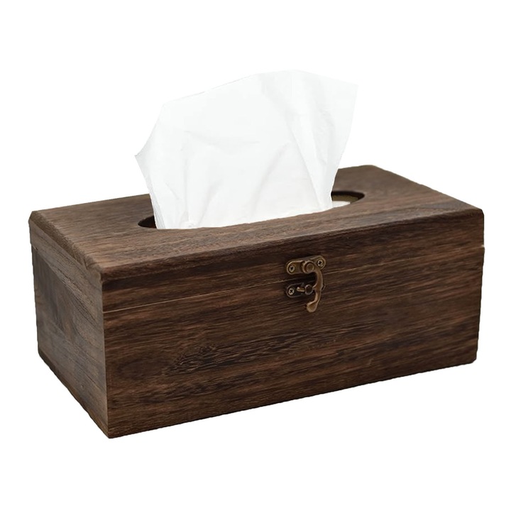 Cutie servetele din lemn vintage, AFKSMILE, design chinezesc, maro, 22x12x10cm