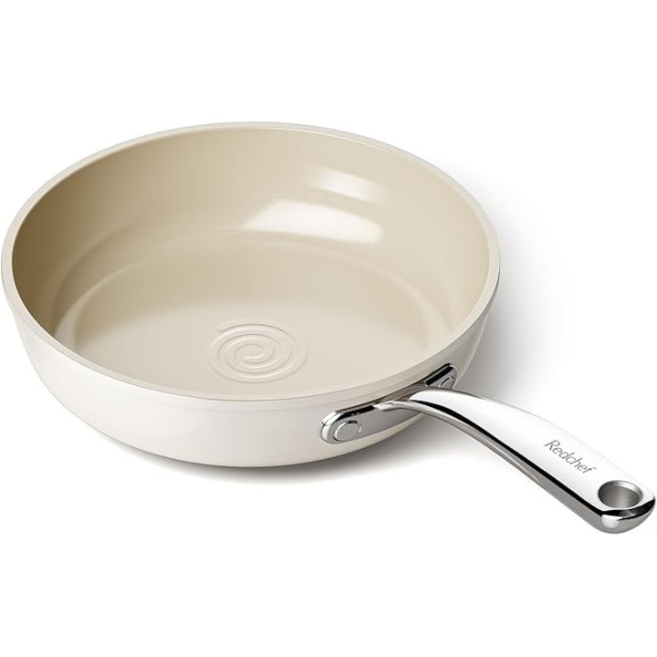 Керамичен незалепващ тиган Redchef 20 см, бежов, универсален, без PTFE/PFAS/PFOA