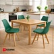 Комплект от 4 стола за всекидневна/кухня/бар Kiwari® Riv, PP седалка с PU възглавница, букови дървени крака, модерен дизайн, височина на седалката 48 см, капацитет 120 кг, зелен