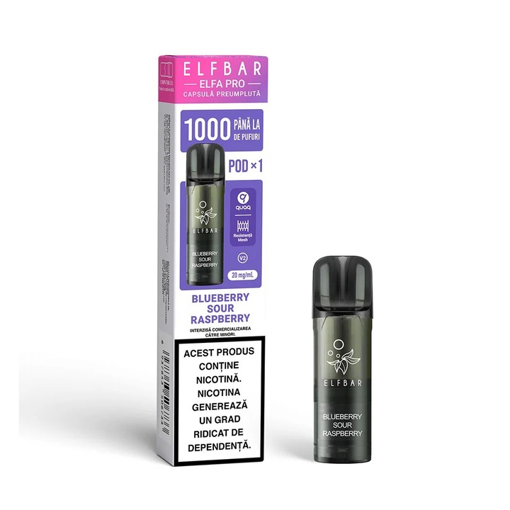 Cartus Elf Bar ELFA PRO V2, 1000 Pufuri, 20mg, Blueberry Sour Raspberry