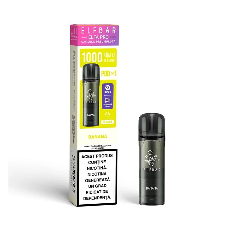 Cartus Elf Bar ELFA PRO V2, 1000 Pufuri, 20mg, Banana