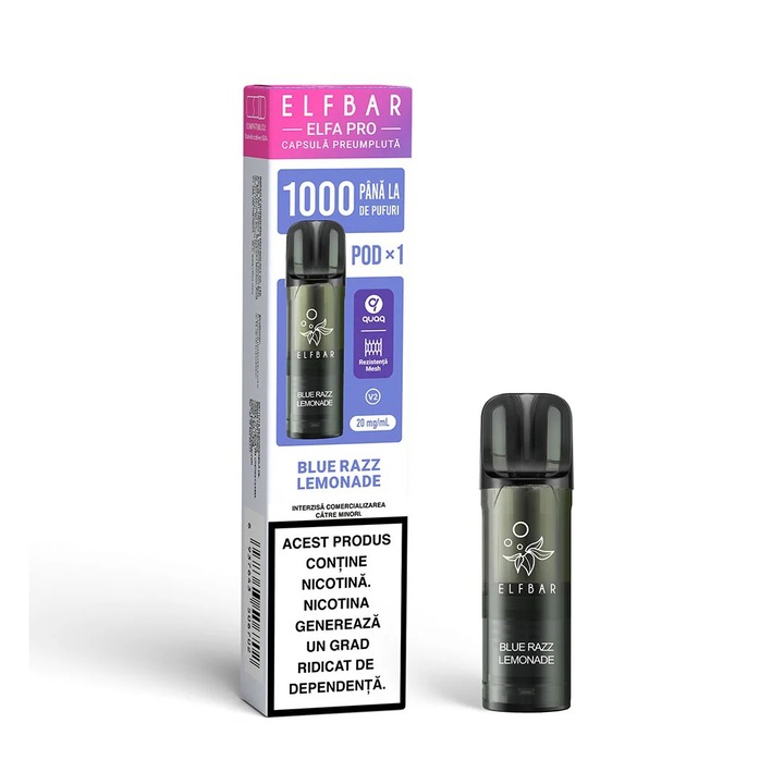 Cartus Elf Bar ELFA PRO V2, 1000 Pufuri, 20mg, Blue Razz Lemonade