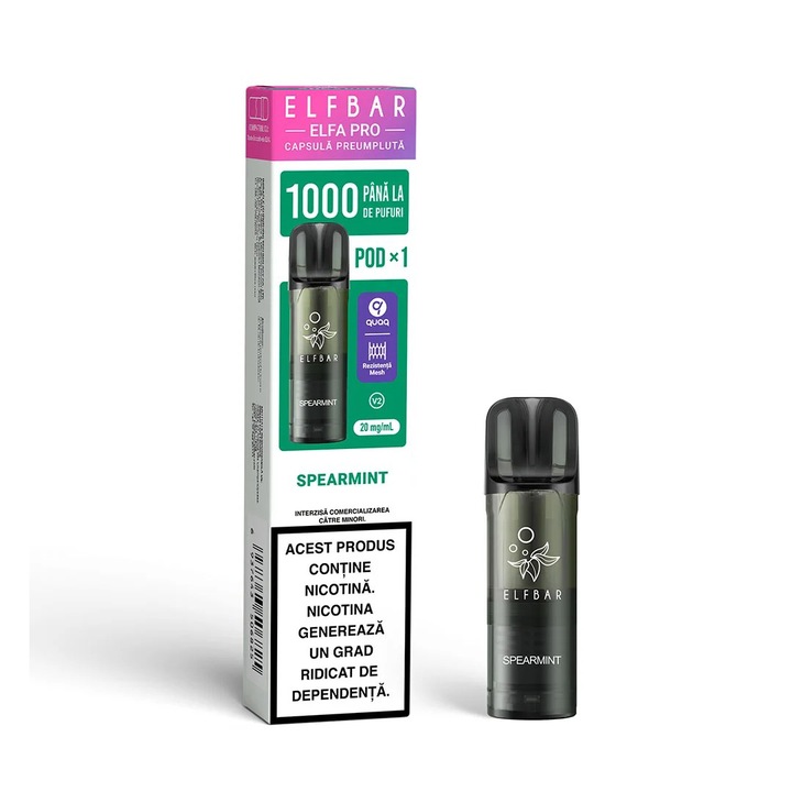 Cartus Elf Bar ELFA PRO V2, 1000 Pufuri, 20mg, Spearmint