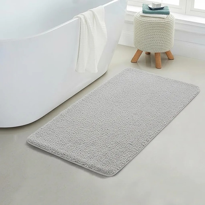 Covoraș baie, Olivy, microfibra supersoft antiderapant gri 45x75cm