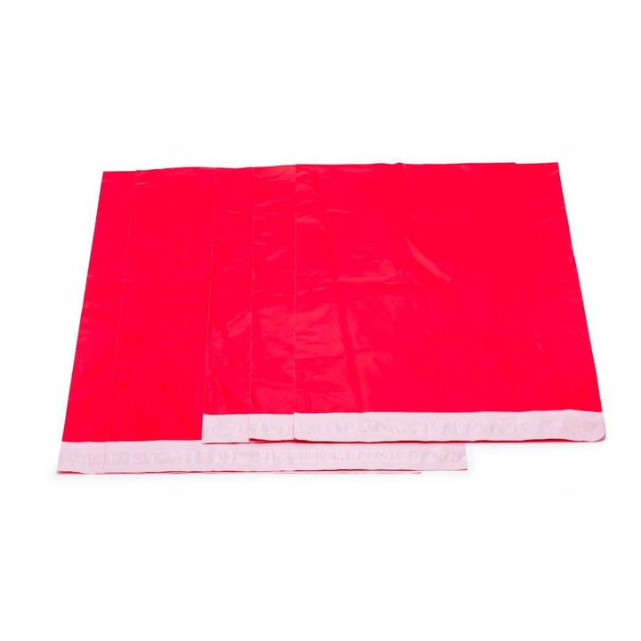 Set Folii De Expediere, Neopren, Fabricate Din Polietilen, Calitate Inalta, Metoda De Inchidere Autocolanta, Durabilitate Si Inchidere Sigura, 350 Mm X 460 Mm, Rosu, 50 Buc