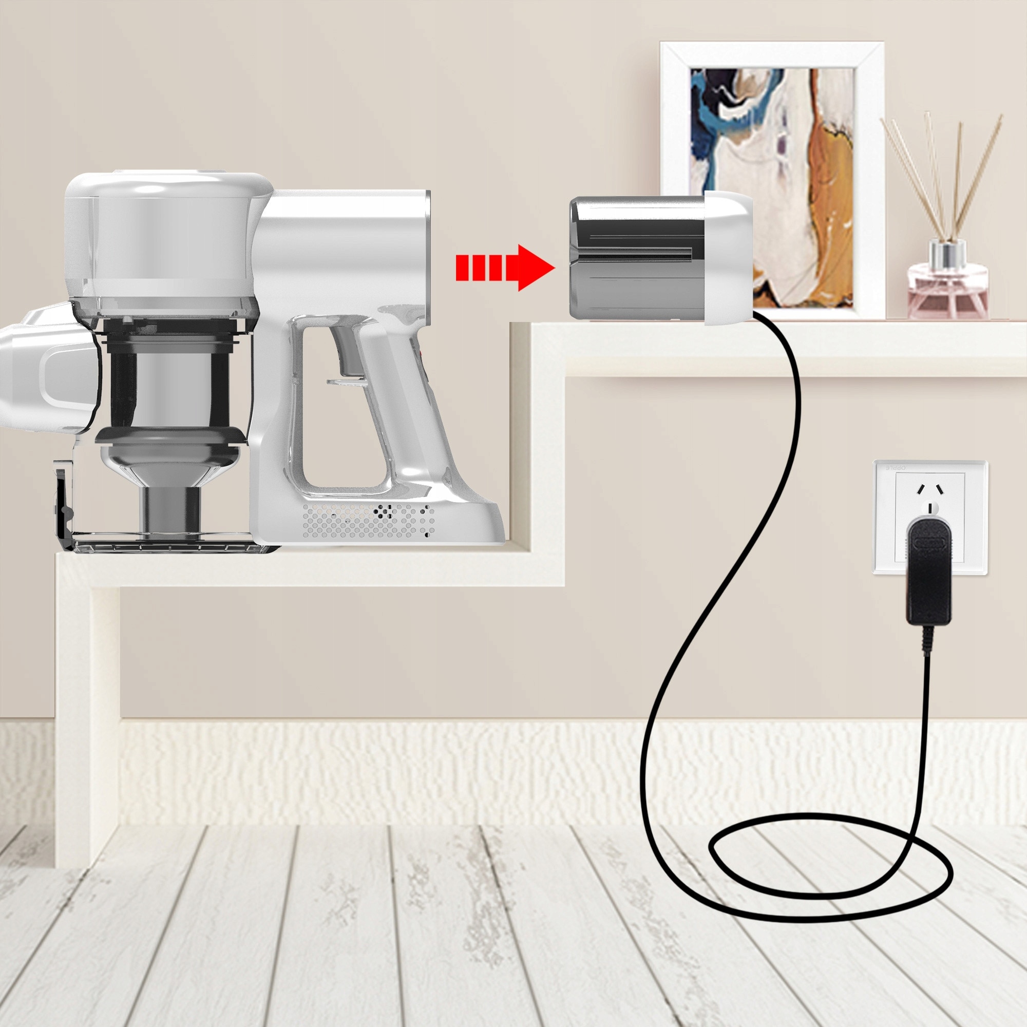 PURENO V200 aspirator vertical fara fir 250W HEPA LED alb