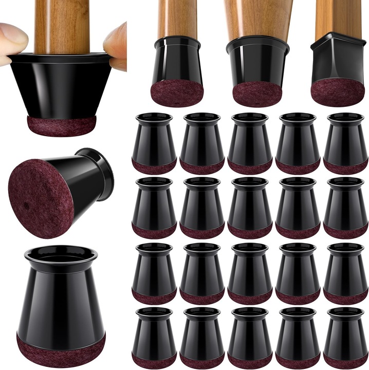 YOUKUKE® 24 darabos szék lábvédő készlet, karcolásgátló, zajcsökkentő, fekete-kék, S, Illeszkedés: 14-20 mm