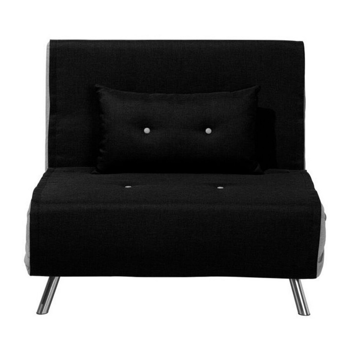 Canapea extensibilă Beliani Farris, neagră, 1 persoană, cu pernă decorativă, dimensiuni 87/191x100x89cm