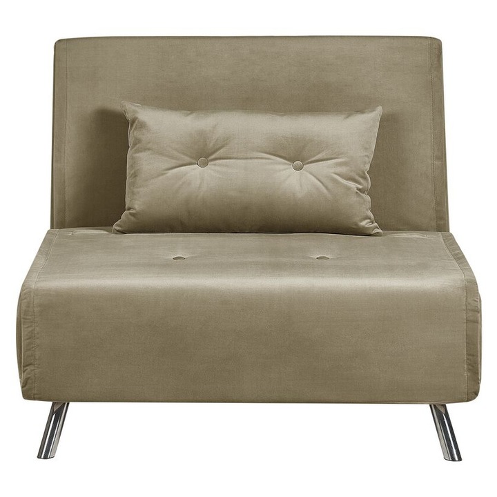 Canapea extensibilă Beliani, verde masliniu, 100x60 cm, 1 loc, include perna decorativă