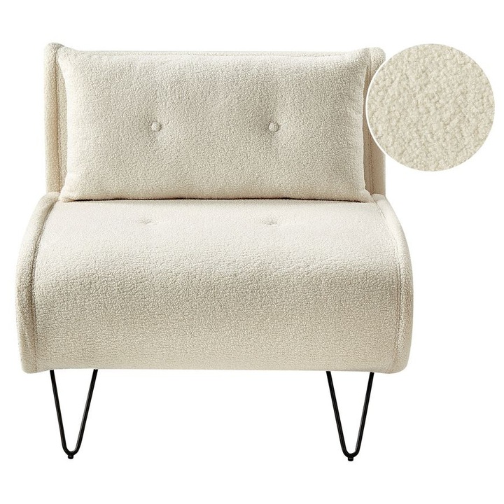 Canapea extensibilă Beliani Vestfold, bej deschis, țesătură boucle, o persoană, include pernă decorativă