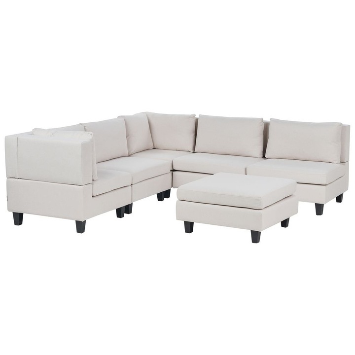 Canapea modulară de colț Beliani, 5 locuri, bej deschis, cu otoman, dimensiuni 228x228cm