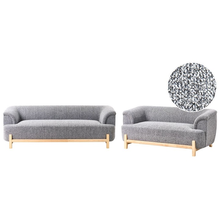 Set de living canapele Beliani, 5 locuri, gri inchis, 162x85x67cm si 205x85x67cm