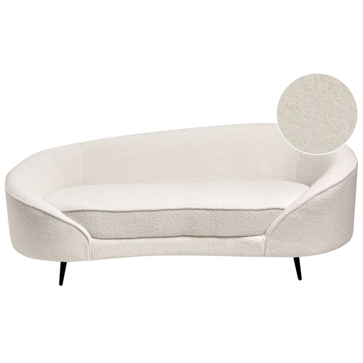 Canapea cu 3 locuri Beliani Savar Boucle Alb, 183x84cm