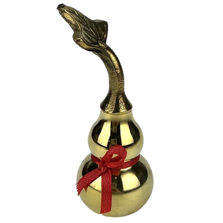 Тиква Златен У Лу, 8 см, Амулет Фън Шуй от Месинг, Златист, Капачка с Резба