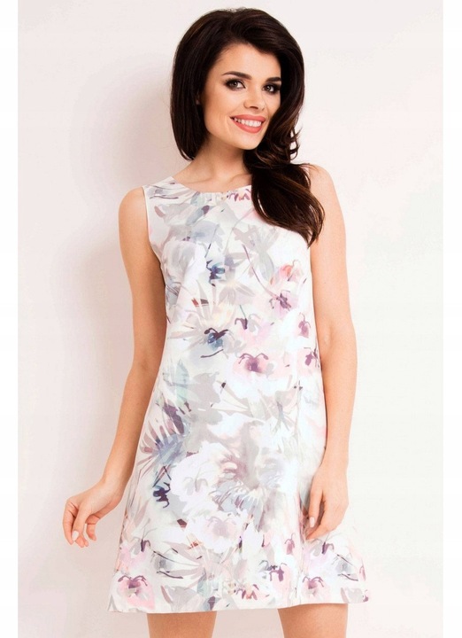Rochie de vara trapez pe bretele, InfiniteYou, Alb floral