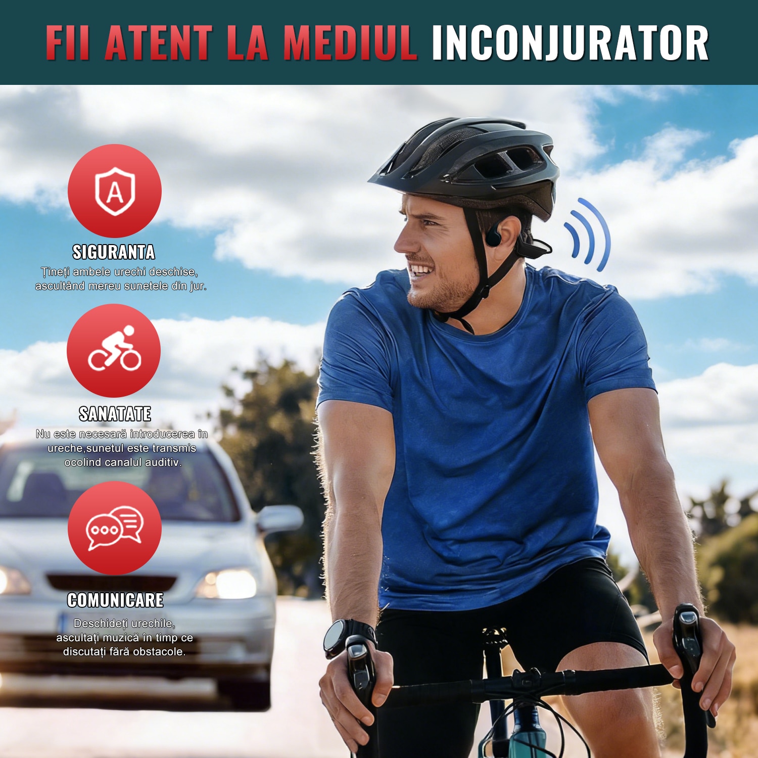 Casti Wireless, SDLOGAL, Casti Inot si Sport, cu Conductie Osoasa ...