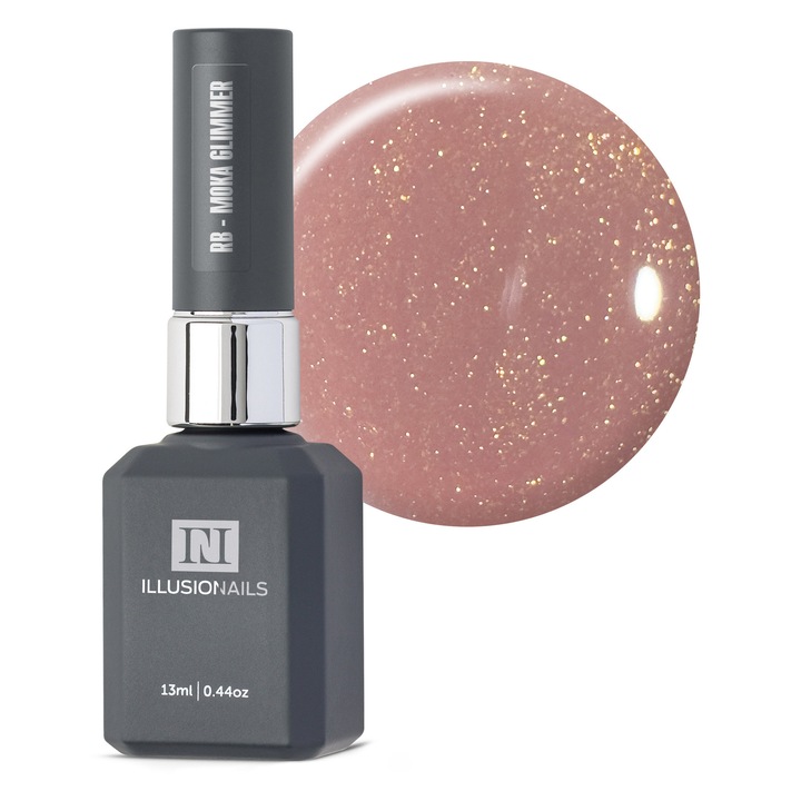 Baza Rubber Moka Glimmer, Illusion Nails, 13ml, rózsaarany, UV zselé