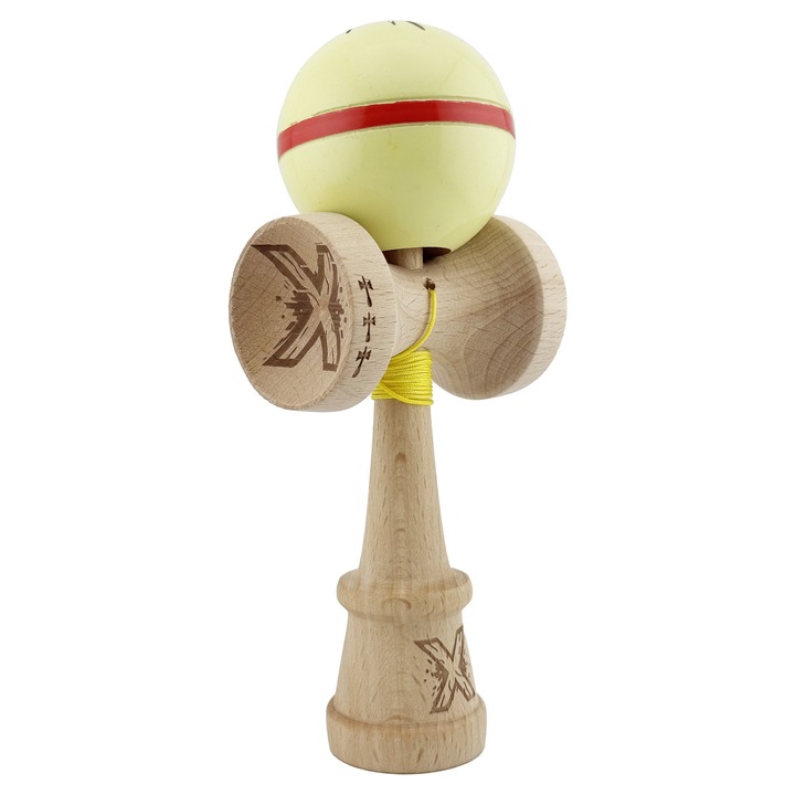 Kendama profesionala Silken, cupe mari King Size V3, super sticky, galben crem