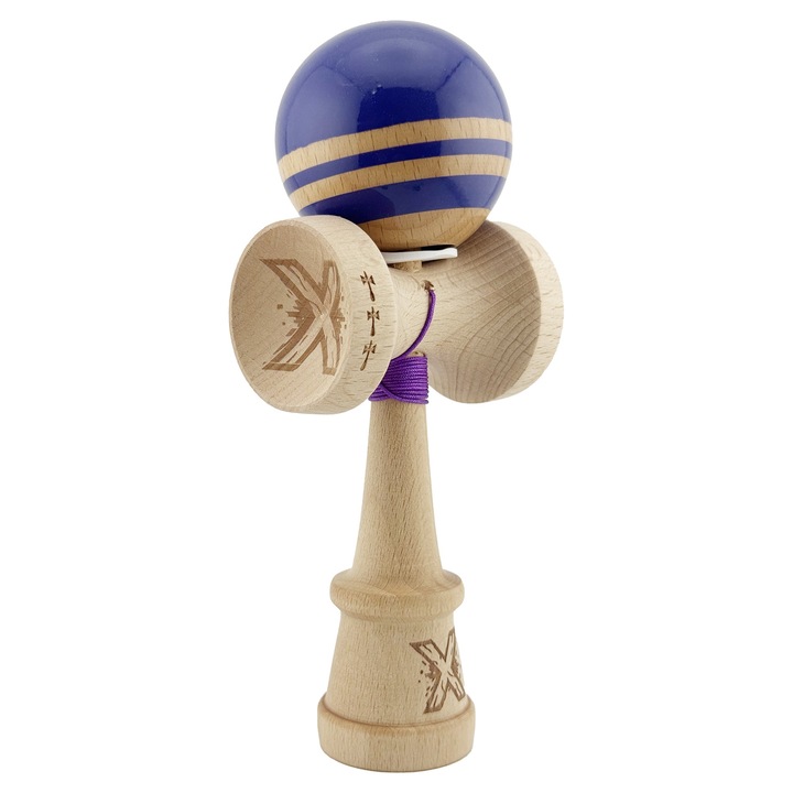 Kendama X Originala RAINBOW, Profesionala, Cupe Mari KING V3, Super Lipicios, Baza Gaurita, Rulment Metalic, din lemn 18 cm, Ata 62/65 cm, Violet/Maro