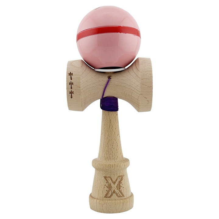 Kendama X Original Silken, Professzionális, Nagy KING SIZE V3 Kupák, Szuper Tapadós, Lyuk az Alapon, Fém Csapágy, 18 cm-es fa, 62/65 cm-es zsinór, Rózsaszín