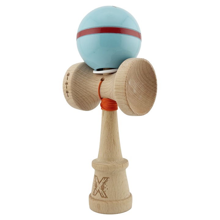 Kendama SUPER STYKY, Spider SILKEN, Big cup V3, Lemn, 18 cm, Rulment Metalic cu Ata 55 cm, Cupe Mari, Rulment, Balace Hole, Albastru