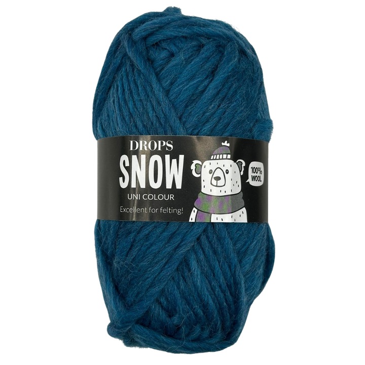 Fir gros DROPS Snow, 100% lana naturala, Oeko-Tex, Albastru Petrol, 50g/50m, ideal pentru tricotat si crosetat