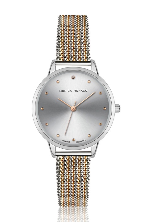 Monica Monaco, Ceas quartz cu diamant, Argintiu, Auriu