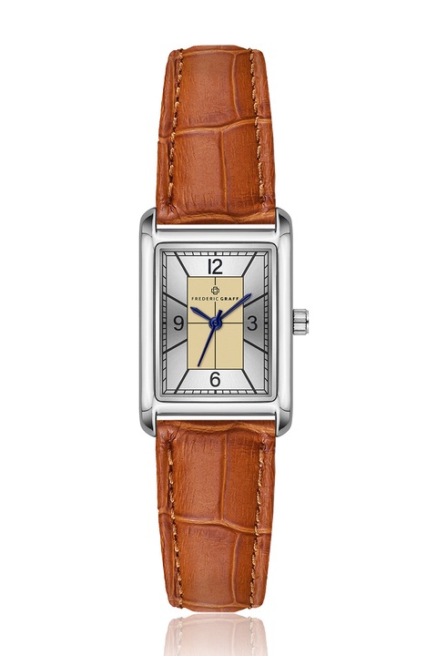 Frederic Graff, Szögletes karóra bőrszíjjal, Fahéjbarna