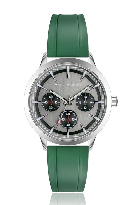 Marc Malone, Часовник с хронограф със силиконова каишка, Тъмнозелен