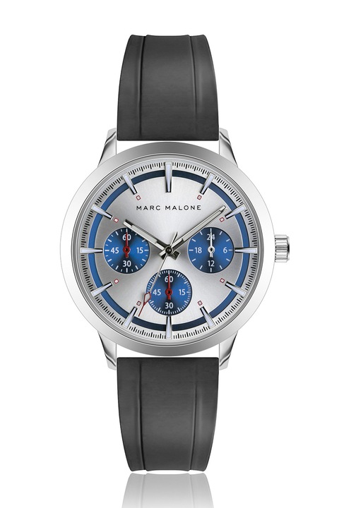 Marc Malone, Кварцов часовник със силиконова каишка, Черен