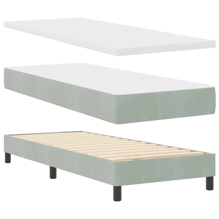 Box Spring Ágy Matraccal Sötétszürke 80x200 cm Bársonyos, vidaXL, 3340412