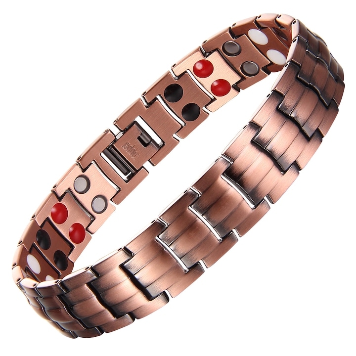 Bratara magnetica, Cupru, FunShop, Magneti NeodimGermanium, Efect terapeutic intens, Detoxifiere, Unisex, Multicolor