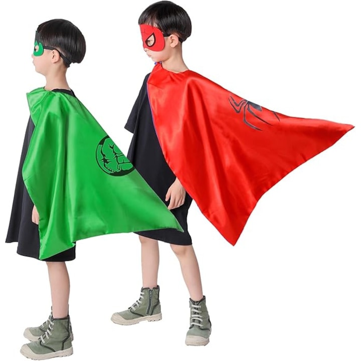 Costum de supererou, pelerine si masti pentru copii de la 3 la 9 ani, 2 seturi