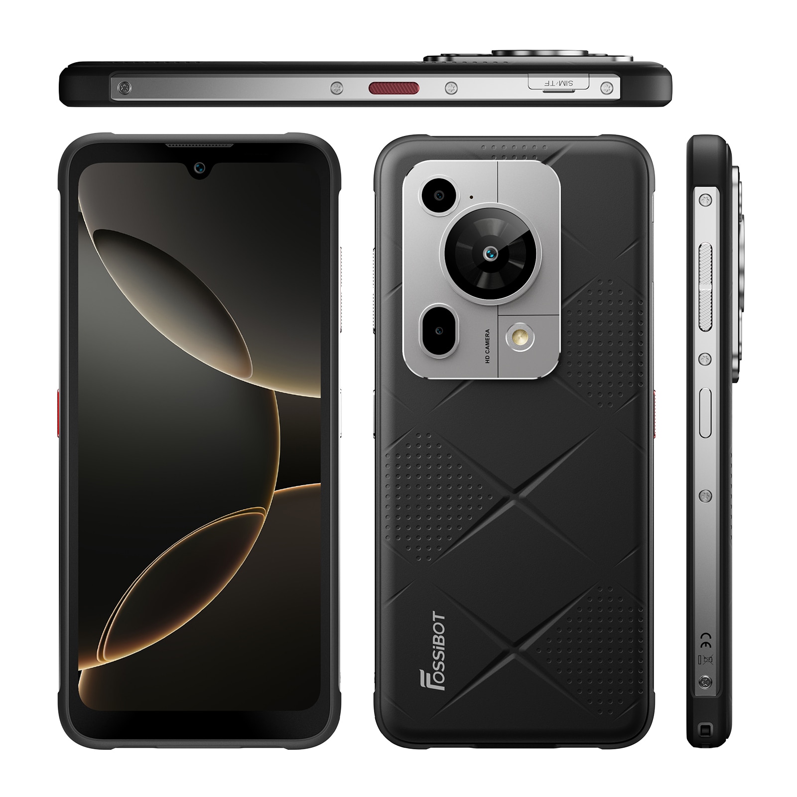 Telefon mobil FOSSiBOT F112 Pro, 6.88-inch, Baterie 7150mAh, 5G, Android 14, 50MP+16MP, Dual SIM, Face ID/GPS, NFC, 8GB RAM+256GB ROM(1TB extensibil ROM), Pentru camping, calatorii, Negru