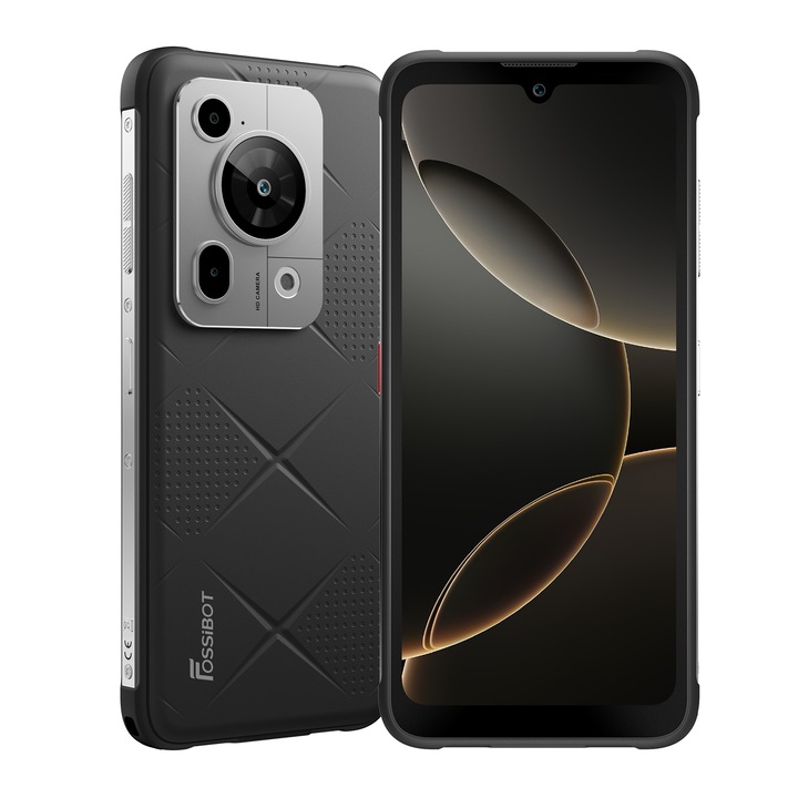 Мобилен телефон FOSSiBOT F112 Pro, 6.88-инчов, 7150mAh батерия, 5G, Android 14, 50MP+16MP, Dual SIM, Face ID/GPS, NFC, 8GB RAM+256GB ROM (1TB разширяем ROM), За къмпинг, пътувания, Черен