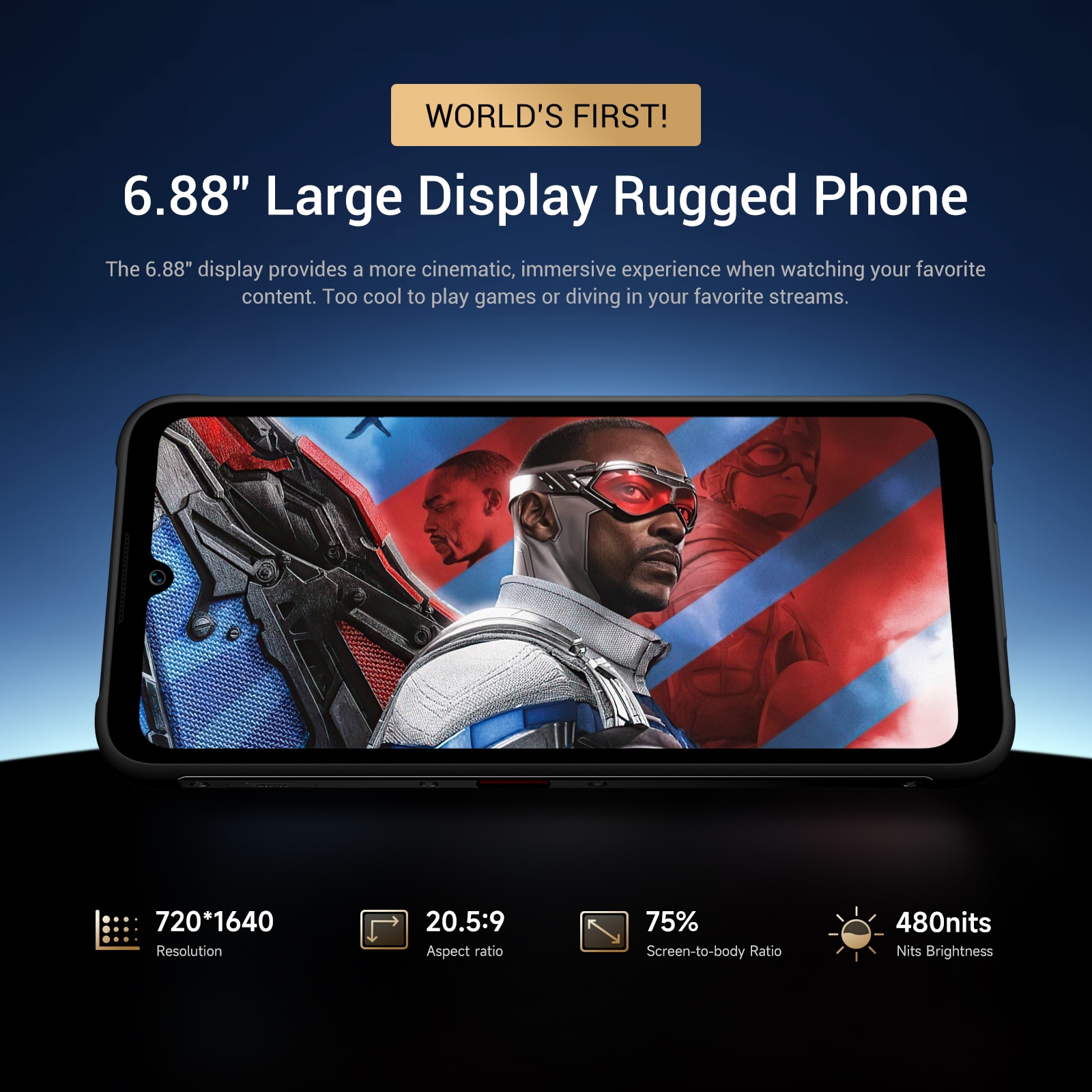 Telefon mobil FOSSiBOT F112 Pro, 6.88-inch, Baterie 7150mAh, 5G, Android 14, 50MP+16MP, Dual SIM, Face ID/GPS, NFC, 8GB RAM+256GB ROM(1TB extensibil ROM), Pentru camping, calatorii, Negru