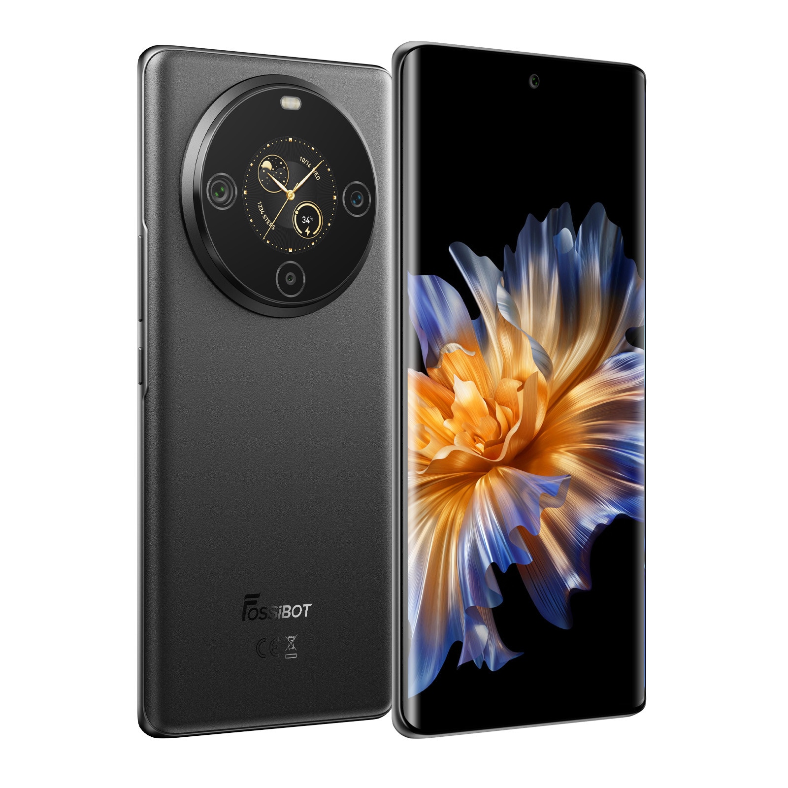 Telefon mobil FOSSiBOT S3 Pro, 6.67 inch Ecran curbat AMOLED si ecran secundar rotund de 1.09 inch, Baterie 5000mAh, 4G, Android 14, 20GB RAM(6GB+14GB extensibil RAM)+128GB ROM, Pentru camping, calatorii, Negru