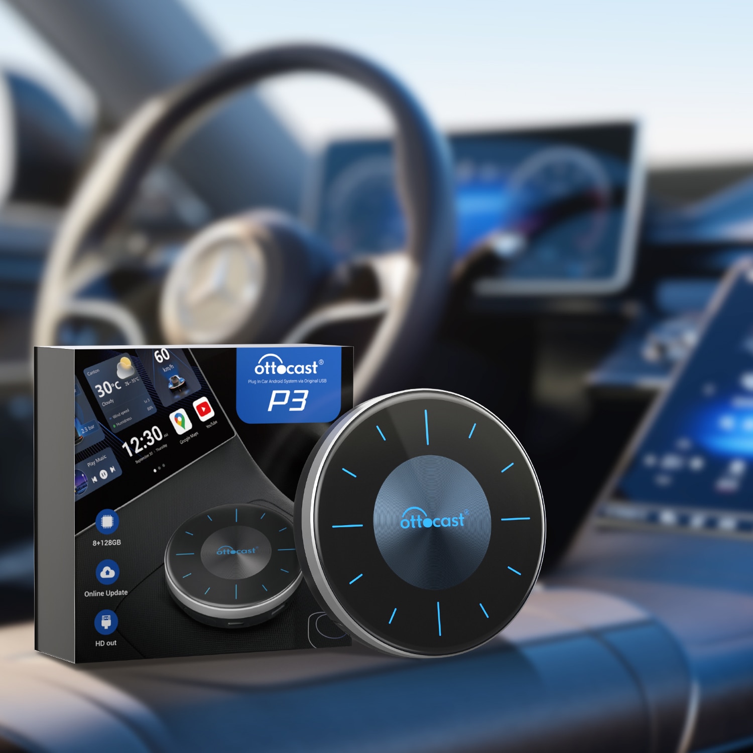 Transmiter wireless Ottocast P3 8/128 GB Android Auto Transmiter wireless Ottocast P3 8/128 GB Android Auto
