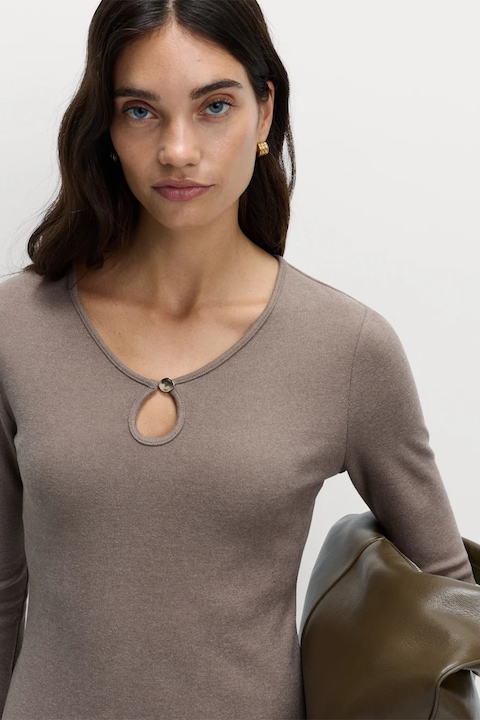 Marks & Spencer, Bluza slim fit cu decupaj, Maro deschis